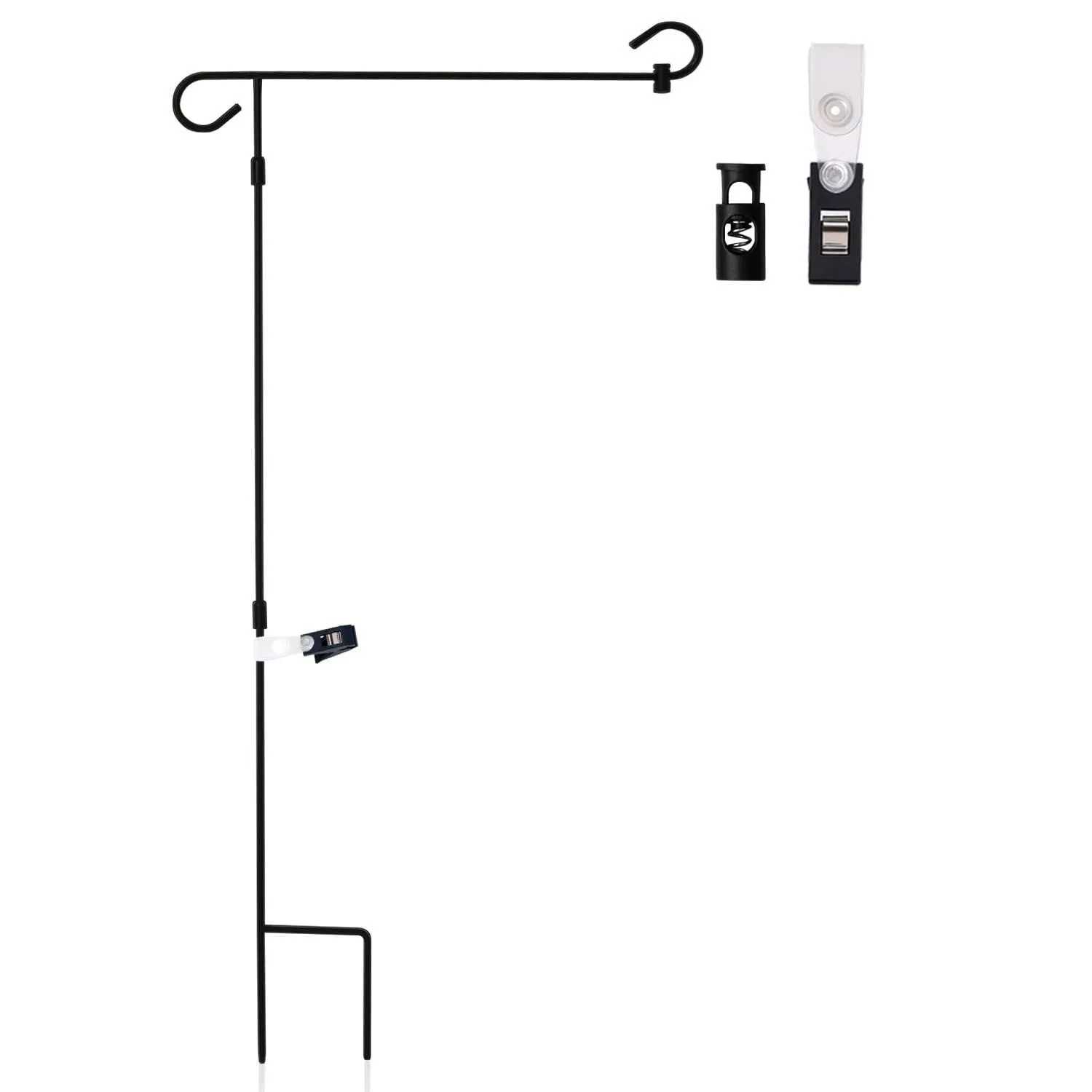 Garden Flag Pole Set - With Wind Clip & Stopper!