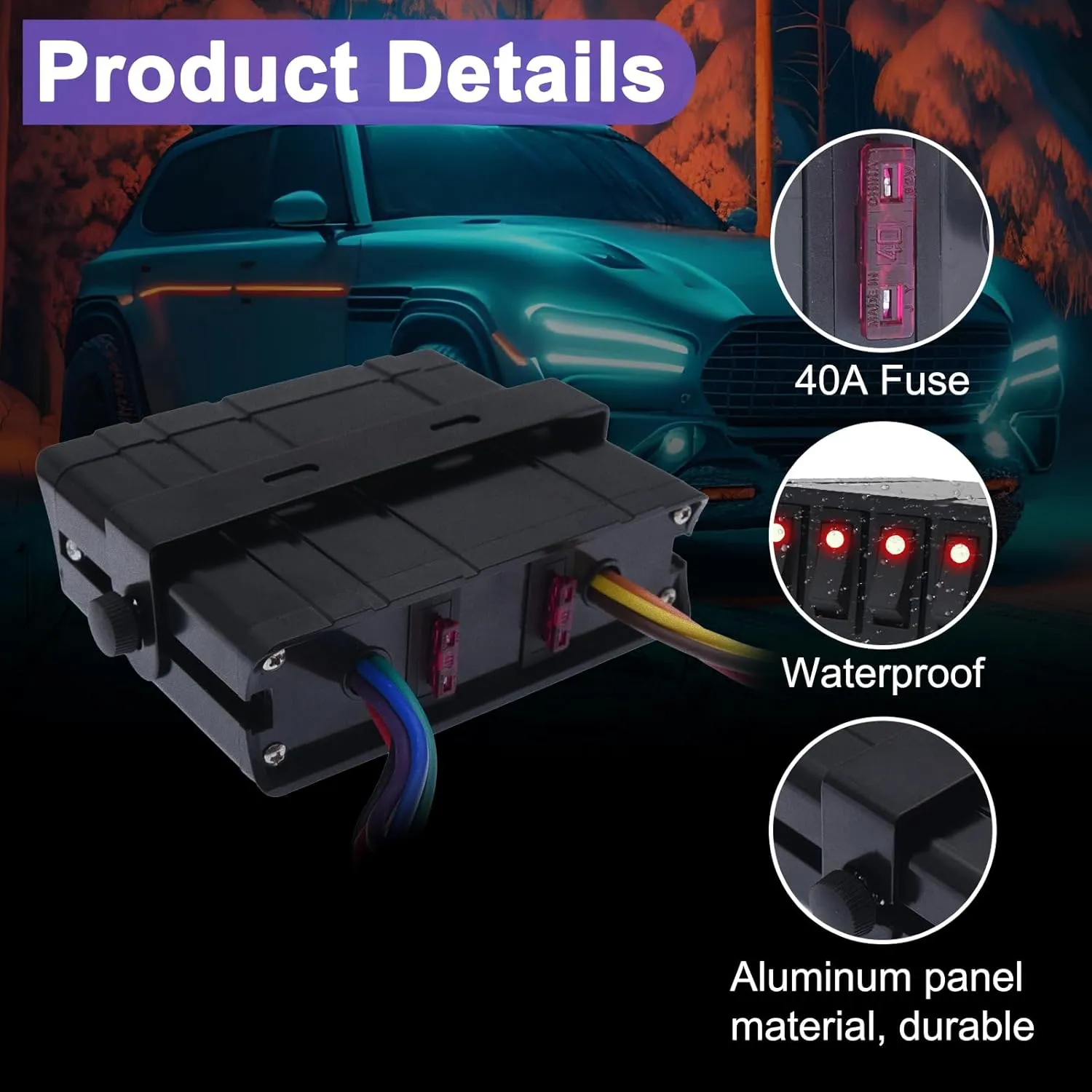 Geloo 6 Gang Rocker Switch Box Rocker Toggle Switch Panel Box SPST 12V Switch Box 40 Amp Max for Auto Automotive Boats Cars RVs Trucks