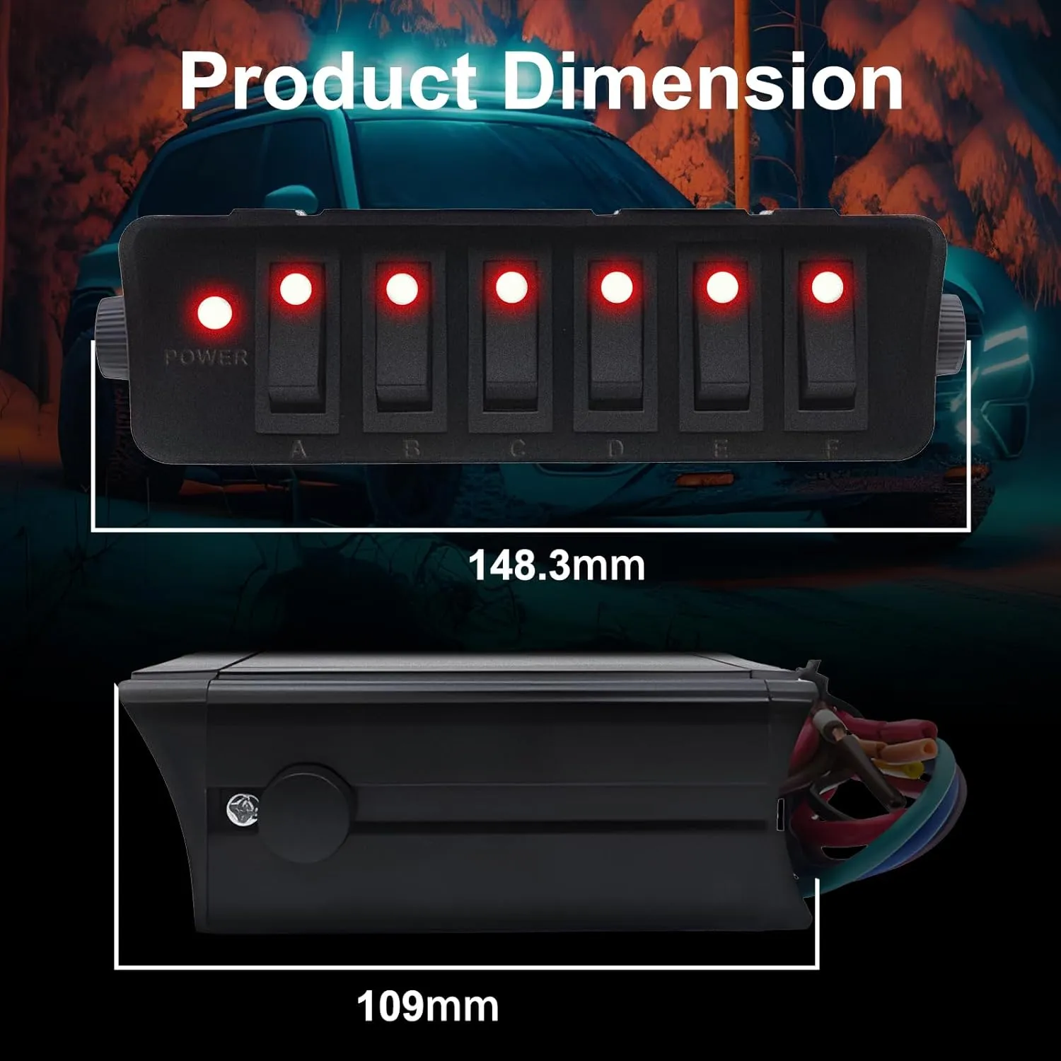 Geloo 6 Gang Rocker Switch Box Rocker Toggle Switch Panel Box SPST 12V Switch Box 40 Amp Max for Auto Automotive Boats Cars RVs Trucks
