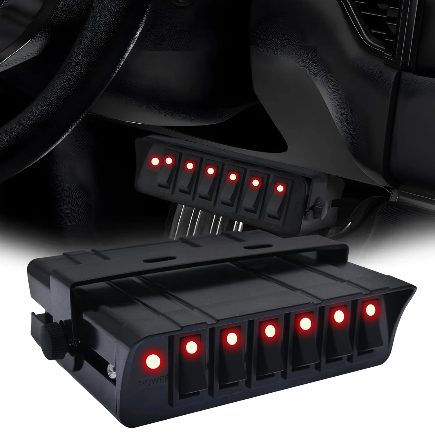 Geloo 6 Gang Rocker Switch Box Rocker Toggle Switch Panel Box SPST 12V Switch Box 40 Amp Max for Auto Automotive Boats Cars RVs Trucks
