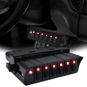 Geloo 6 Gang Rocker Switch Box Rocker Toggle Switch Panel Box SPST 12V Switch Box 40 Amp Max for Auto Automotive Boats Cars RVs Trucks