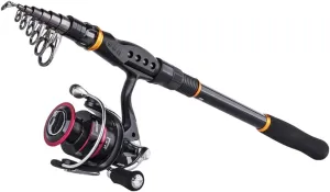 Goture Telescopic Fishing Rod Kit, Fishing Rod and Reel Combos Carbon Fiber Telescopic Fishing Pole with Reel Combo Sea Saltwater Freshwater Kit Fishing Rod Kit