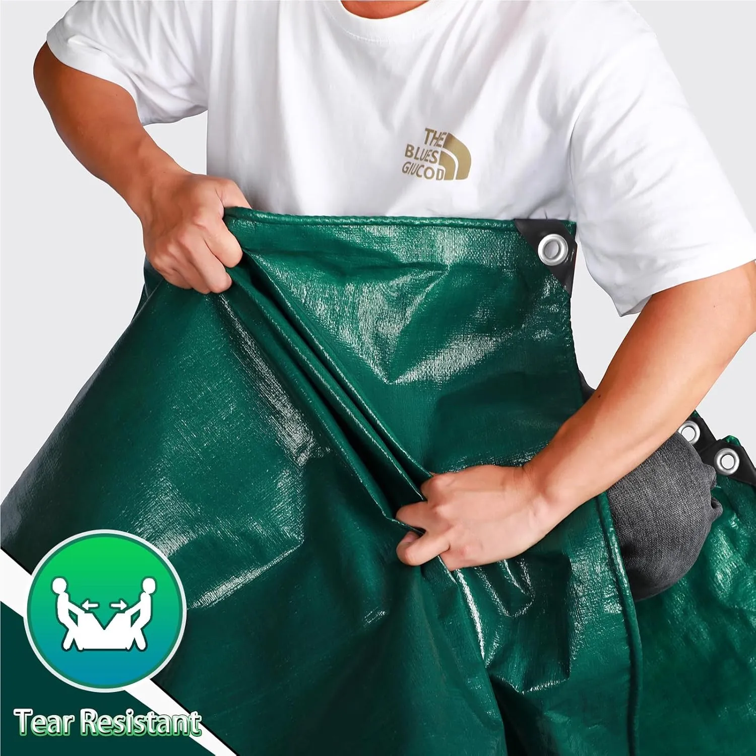 Green Heavy Duty Tarp 6x12 Feet, 12 Mil Thick Waterproof Poly Tarps Cover UV Resistant, Rip & Tear Proof with Metal Grommets Every 20 Inche