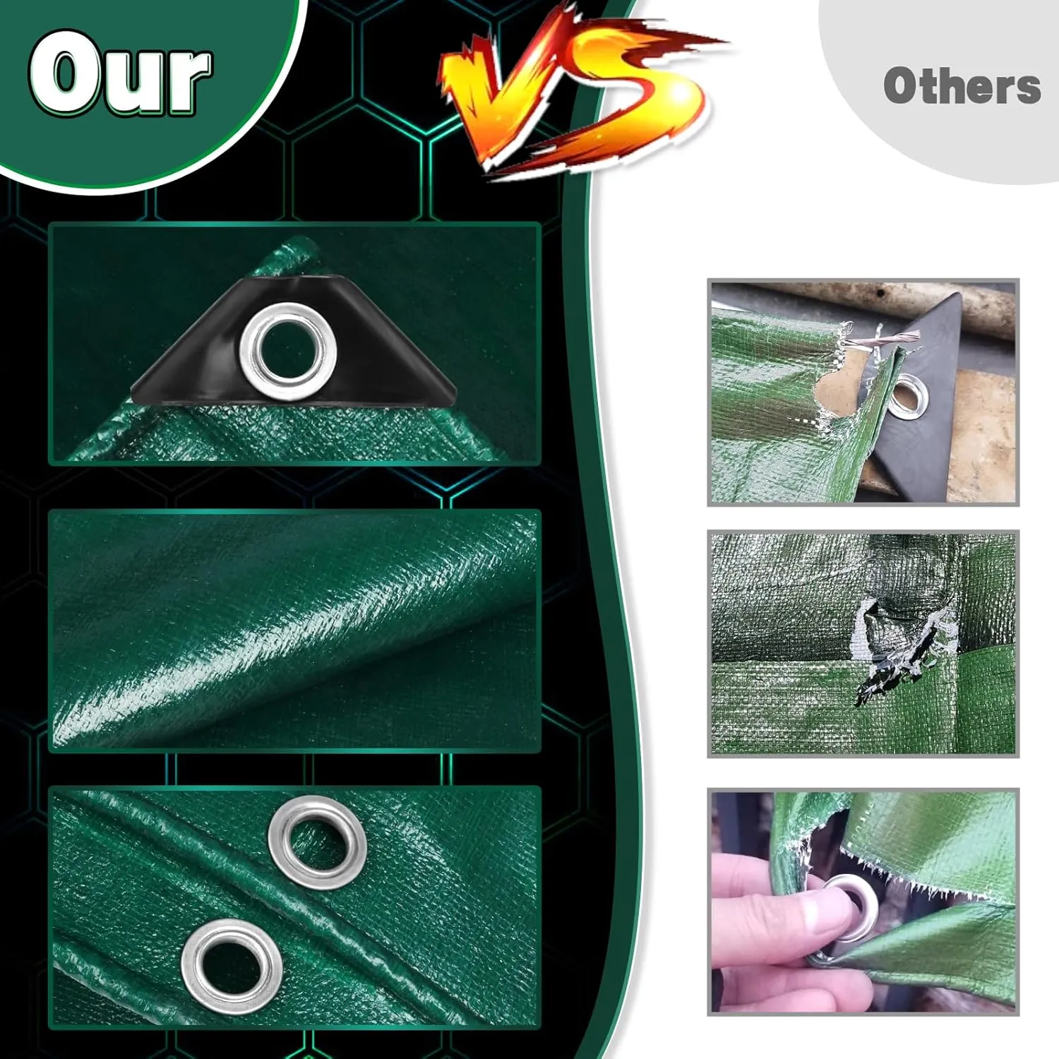 Green Heavy Duty Tarp 6x12 Feet, 12 Mil Thick Waterproof Poly Tarps Cover UV Resistant, Rip & Tear Proof with Metal Grommets Every 20 Inche