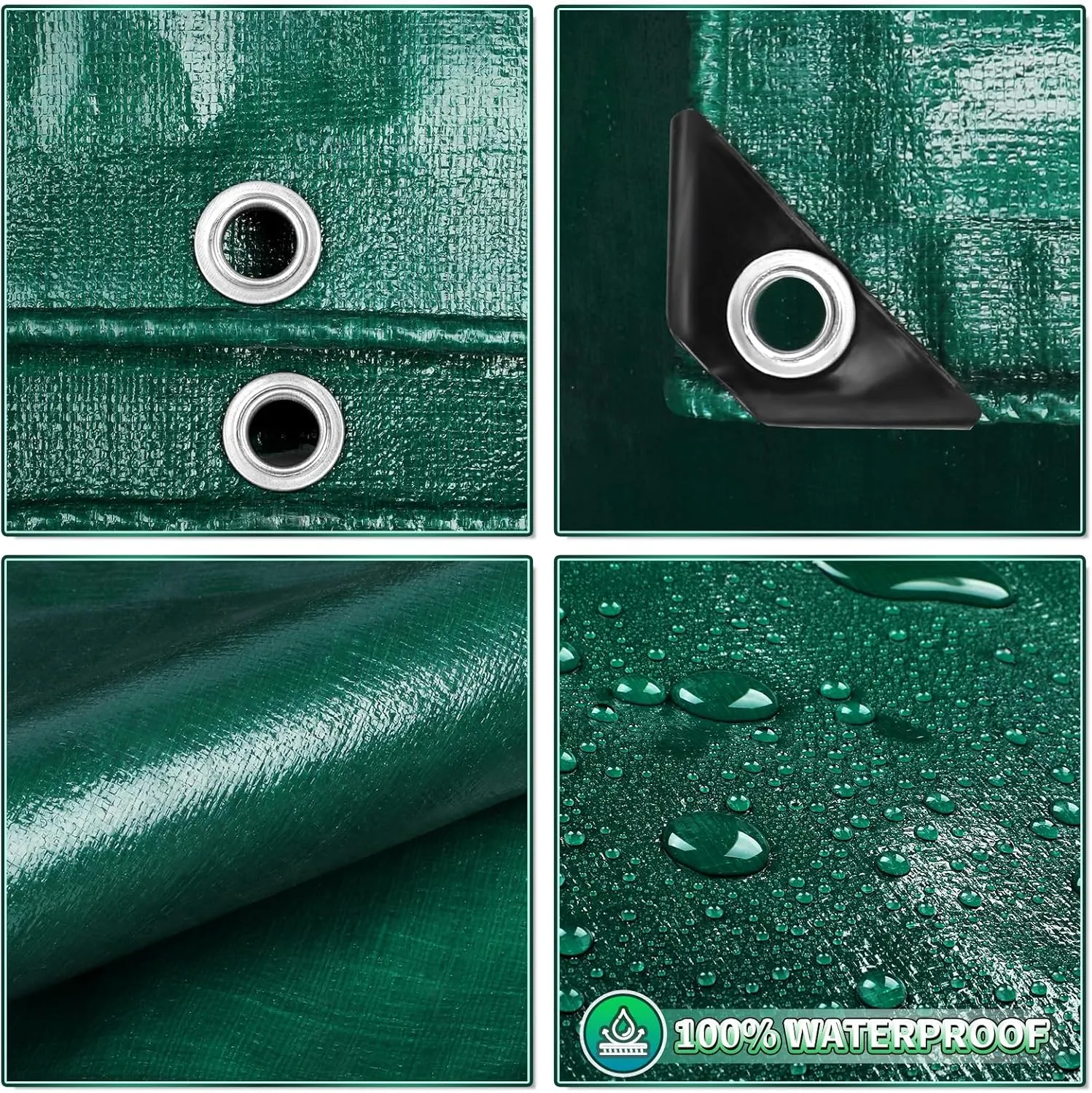 Green Heavy Duty Tarp 6x12 Feet, 12 Mil Thick Waterproof Poly Tarps Cover UV Resistant, Rip & Tear Proof with Metal Grommets Every 20 Inche
