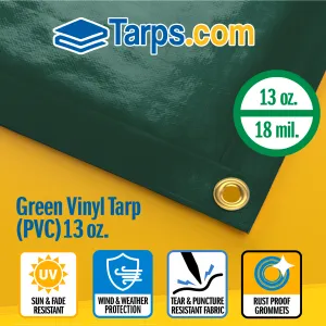 Green Vinyl PVC Tarps - 13 oz