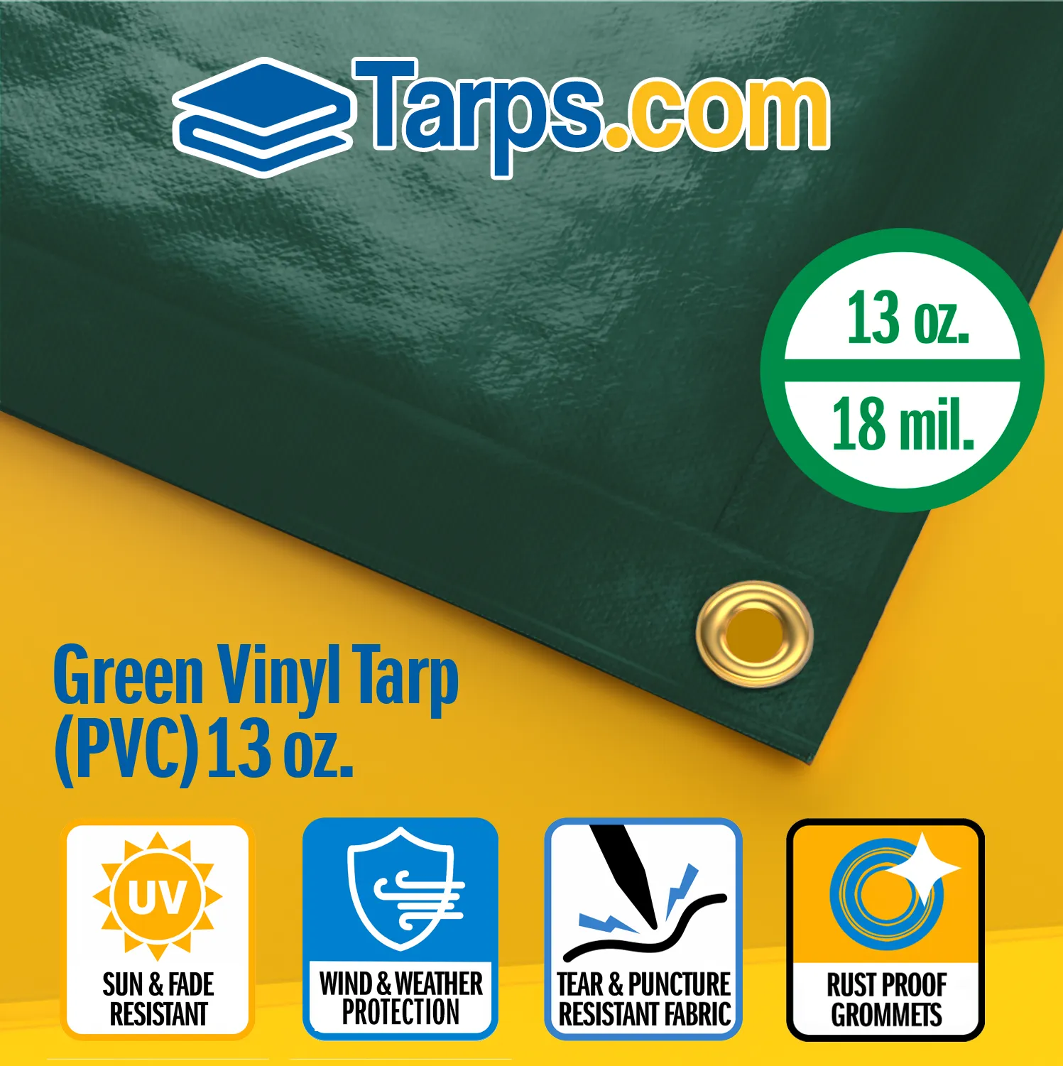 Green Vinyl PVC Tarps - 13 oz