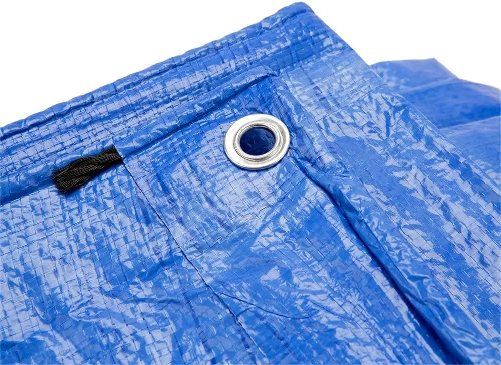 Grizzly Tarps by B-Air 12' x 16' Large Multi-Purpose Waterproof Heavy Duty Poly Tarp with Grommets Every 36", 8x8 Weave, 5 Mil Thick, for Home, Boats, Cars, Camping, Protective Cover, Blue