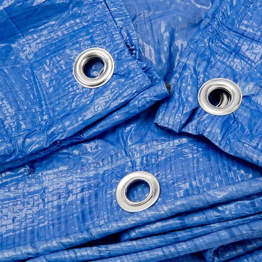 Grizzly Tarps by B-Air 12' x 16' Large Multi-Purpose Waterproof Heavy Duty Poly Tarp with Grommets Every 36", 8x8 Weave, 5 Mil Thick, for Home, Boats, Cars, Camping, Protective Cover, Blue