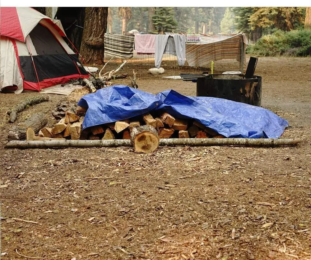 Grizzly Tarps by B-Air 12' x 16' Large Multi-Purpose Waterproof Heavy Duty Poly Tarp with Grommets Every 36", 8x8 Weave, 5 Mil Thick, for Home, Boats, Cars, Camping, Protective Cover, Blue