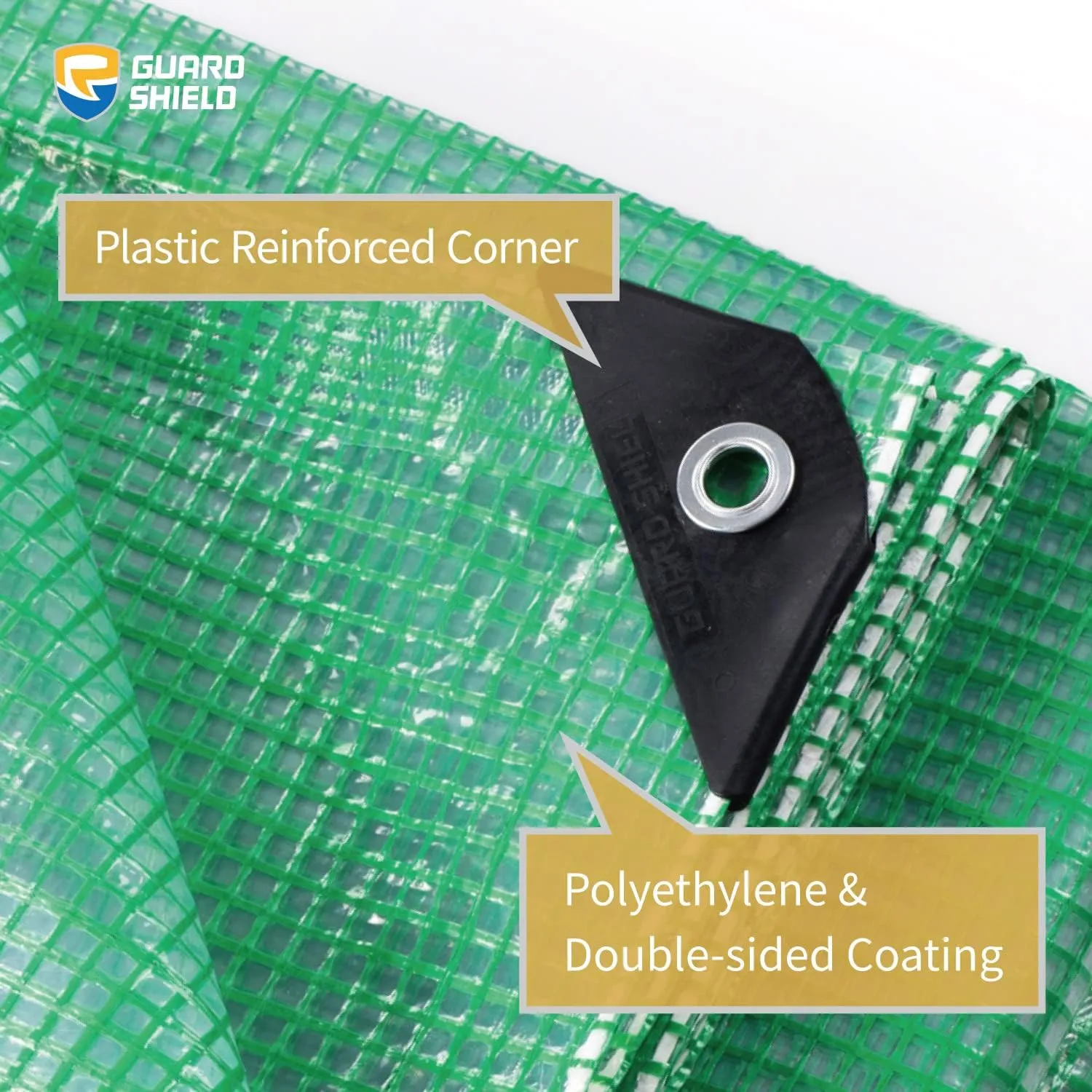 GUARD SHIELD Clear Green Tarp Heavy Duty 16x16 Feet Waterproof for Greenhouse Outdoor Garden Poly Cover UV Resistant 3x3 Weave 10mil