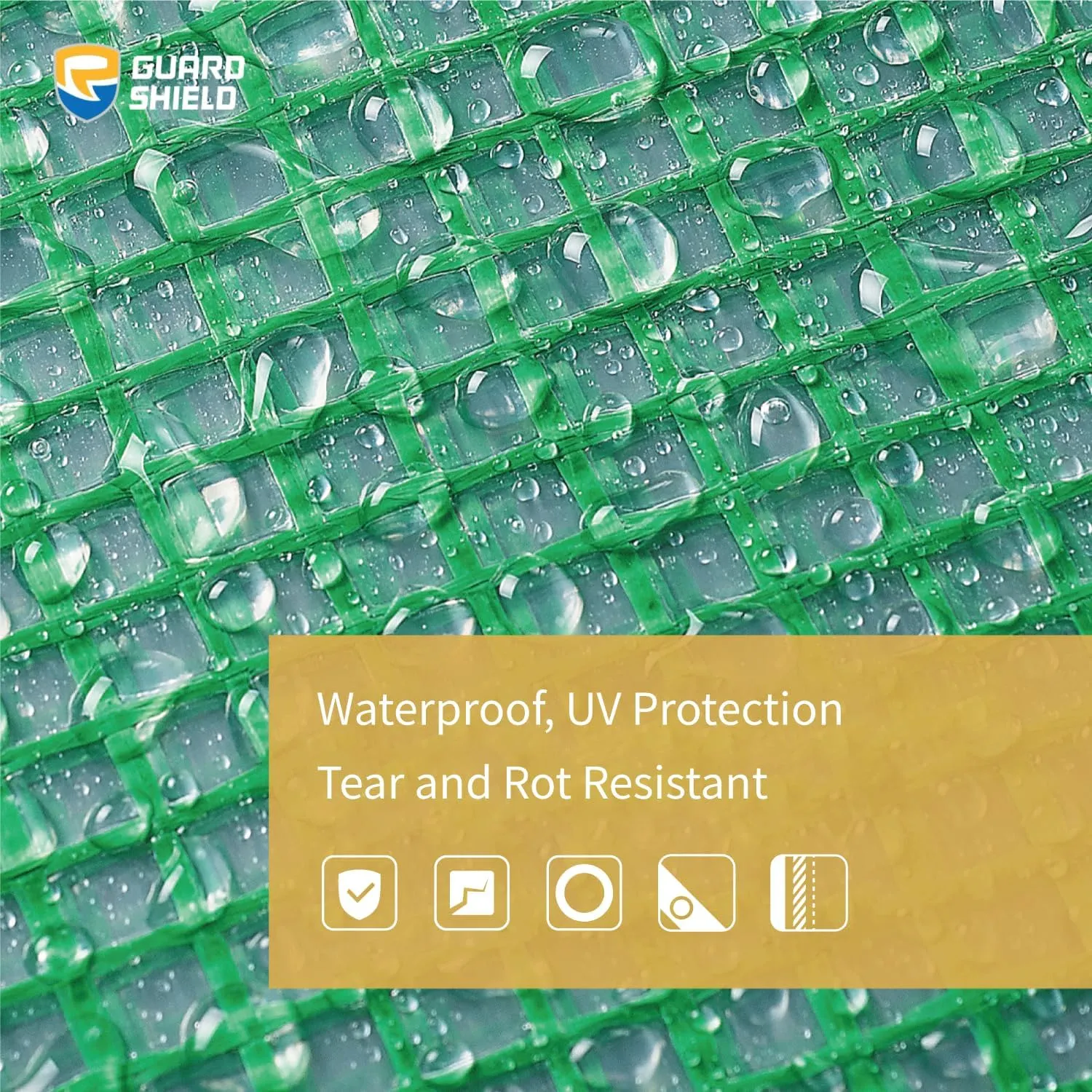 GUARD SHIELD Clear Green Tarp Heavy Duty 16x16 Feet Waterproof for Greenhouse Outdoor Garden Poly Cover UV Resistant 3x3 Weave 10mil