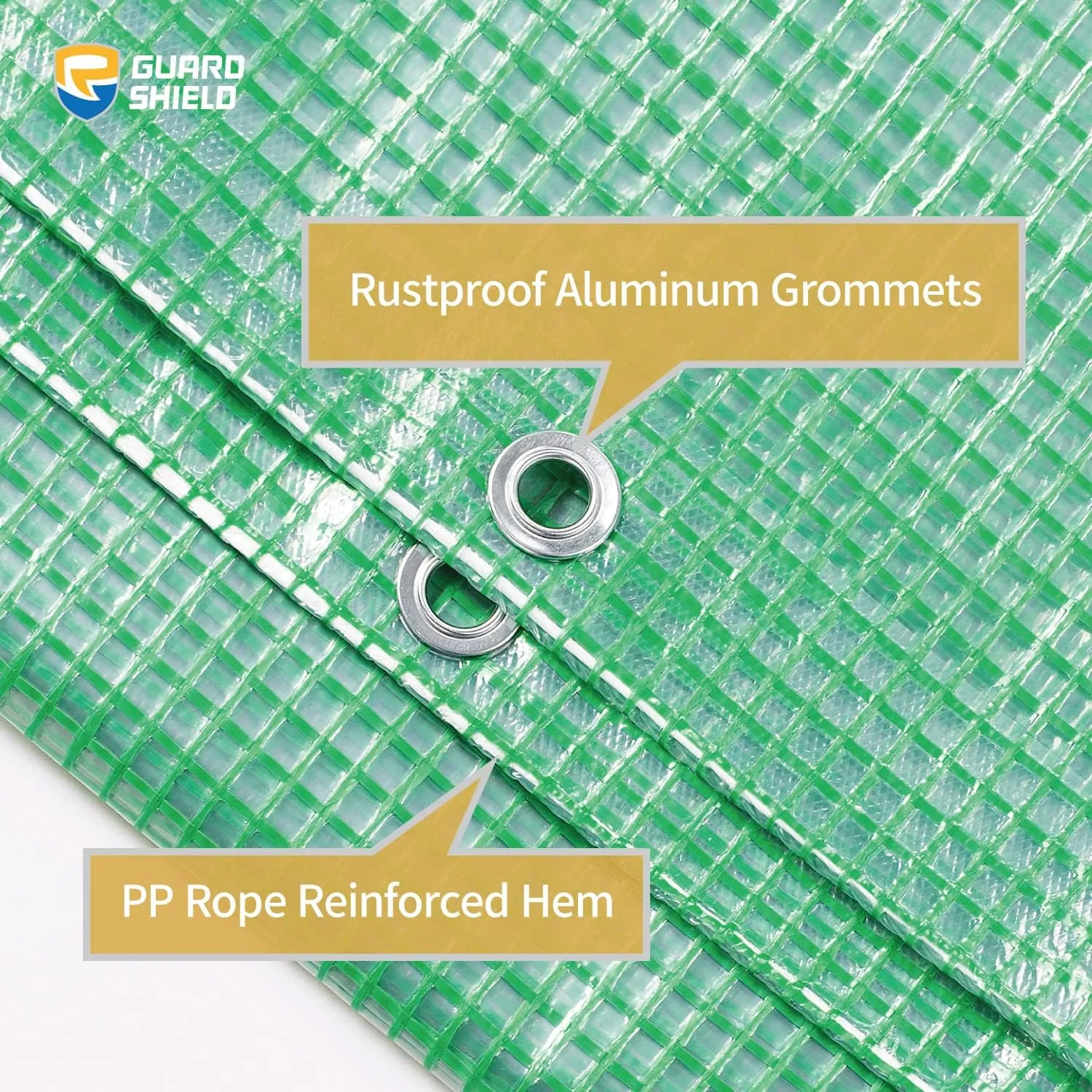 GUARD SHIELD Clear Green Tarp Heavy Duty 16x16 Feet Waterproof for Greenhouse Outdoor Garden Poly Cover UV Resistant 3x3 Weave 10mil