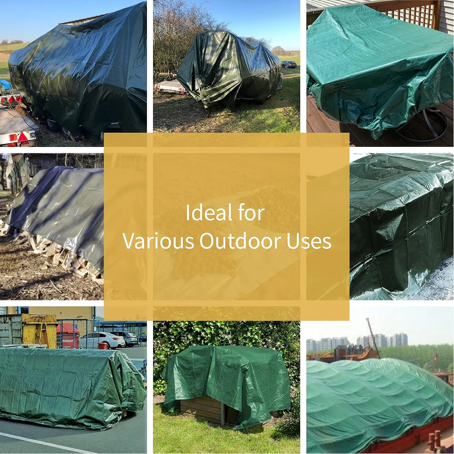 GUARD SHIELD Green/Sliver Tarp 10x10 Feet Waterproof Tarps Lightweight Camping Tarp Outdoor Multi Purpose Poly Cover 6mil