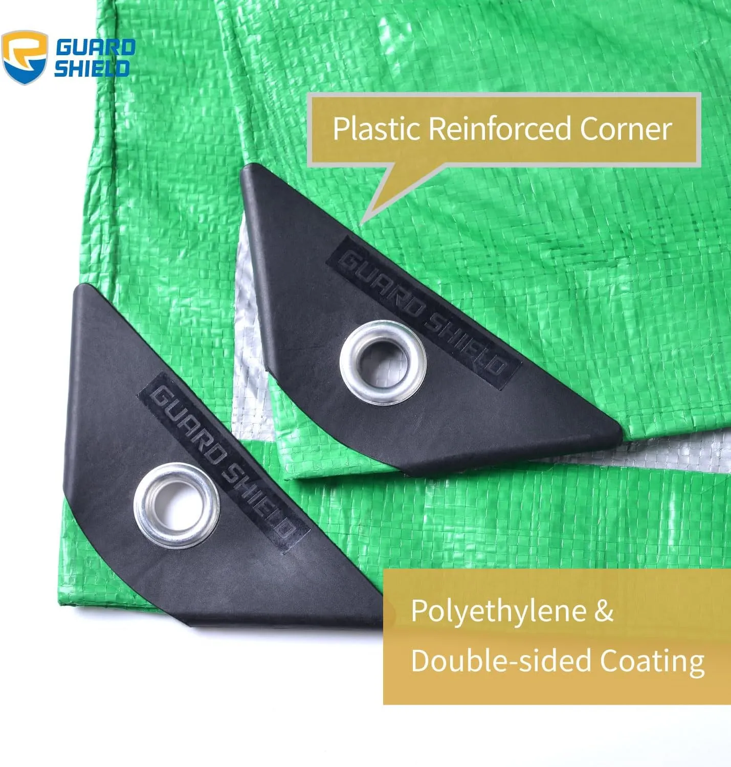 GUARD SHIELD Green/Sliver Tarp 10x10 Feet Waterproof Tarps Lightweight Camping Tarp Outdoor Multi Purpose Poly Cover 6mil