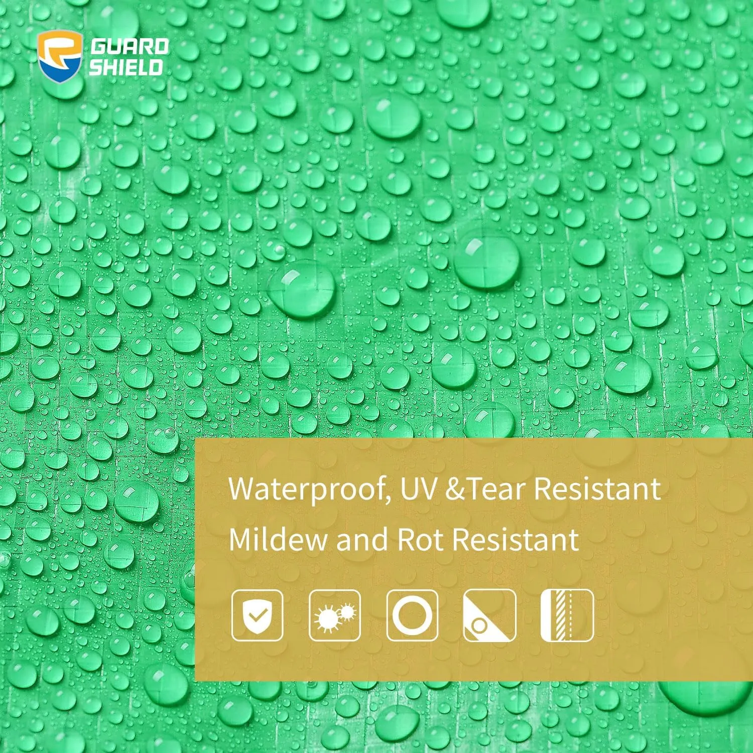 GUARD SHIELD Green/Sliver Tarp 10x10 Feet Waterproof Tarps Lightweight Camping Tarp Outdoor Multi Purpose Poly Cover 6mil