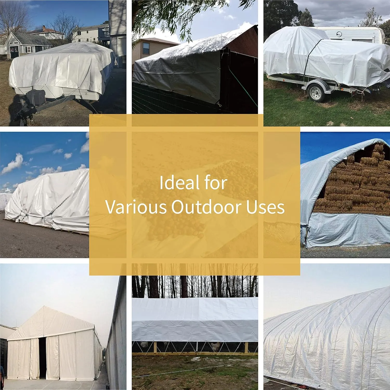 GUARD SHIELD Tarp White 16x20 Feet Multi Purpose Waterproof Poly Tarp Cover 5mil