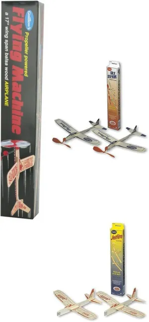 Guillow Balsa Wood Airplane Set - 3 Balsa Airplane Kits in One Set - Flying Machine, Jetfire Twin Pack, and Sky Streak Twin Pack by Guiloow