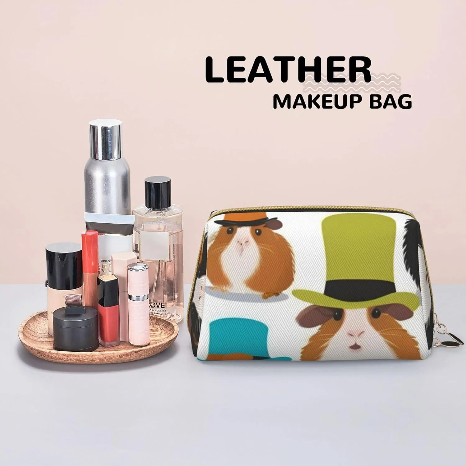 Guinea Pig Illustration Toiletry Pouch, Travel-Friendly Makeup Organizer For Makeup Brushes, Lipsticks