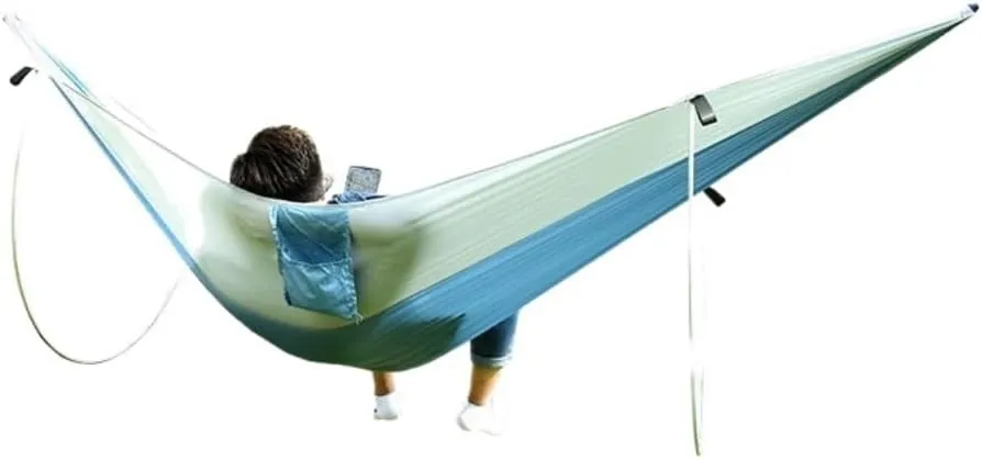 Hammock Anti-Rollover Pole Hammock Outdoor Camping Single Double Enlarged Thickened Parachute Cloth Camping Hammock Hammocks for Outside(Blue,B)