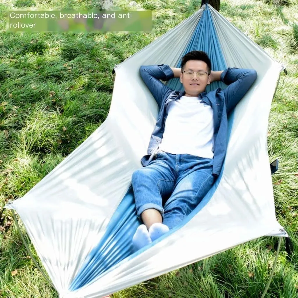 Hammock Anti-Rollover Pole Hammock Outdoor Camping Single Double Enlarged Thickened Parachute Cloth Camping Hammock Hammocks for Outside(Gray,B)