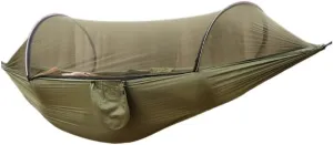 Hammocks Outdoor Anti-Rollover Nylon Hammock with Mosquito Net Automatic Quick-Opening Pole Mosquito Net Hammock Camping Hammocks(A)