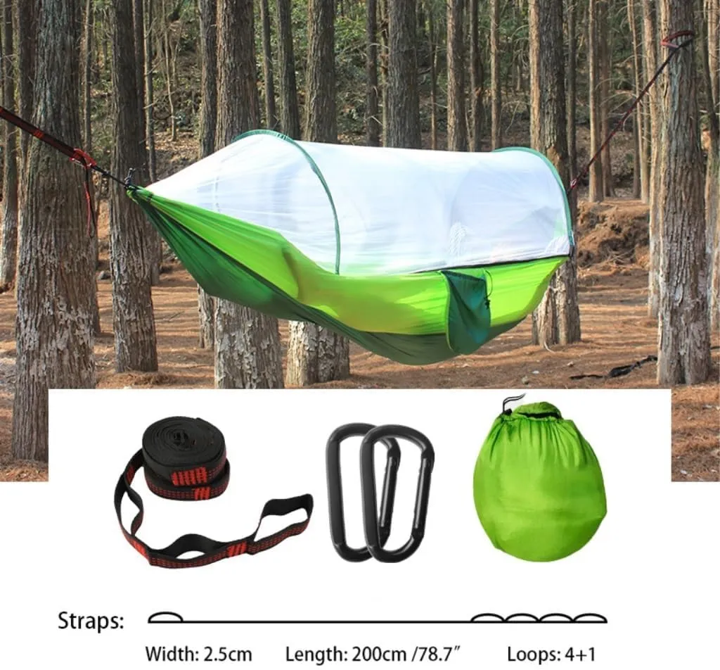 Hammocks Outdoor Mosquito Net Hammock Anti-Rollover Camping Single and Double Pole with Mosquito Net Encrypted Mesh Camping Hammocks(Blue)