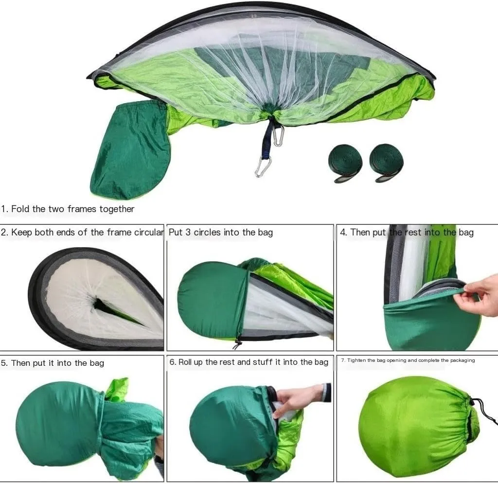 Hammocks Outdoor Mosquito Net Hammock Anti-Rollover Camping Single and Double Pole with Mosquito Net Encrypted Mesh Camping Hammocks(Blue)