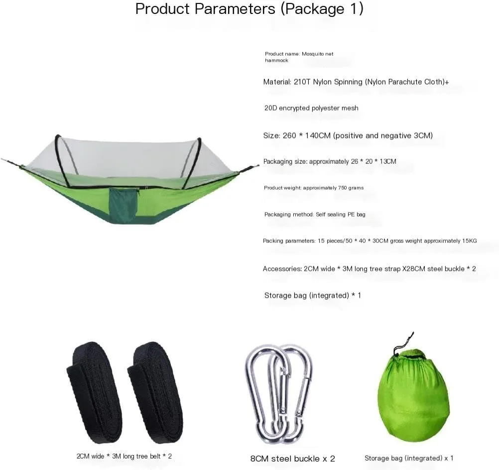 Hammocks Outdoor Mosquito Net Hammock Anti-Rollover Camping Single and Double Pole with Mosquito Net Encrypted Mesh Camping Hammocks(Blue)