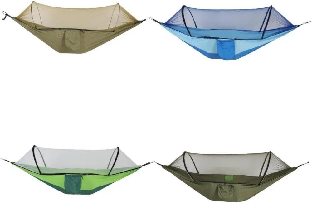 Hamock Outdoor Mosquito Net Hammock Anti-Rollover Camping Single and Double Pole with Mosquito Net Encrypted Mesh Hanmock(Pink)