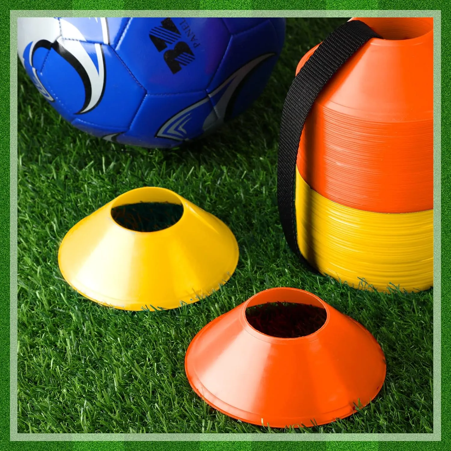 Hanaive 100 Pieces Mini Soccer Cones for Sport Drills 5 Inch Agility Disc Cones with Accessories for Kids Football Training