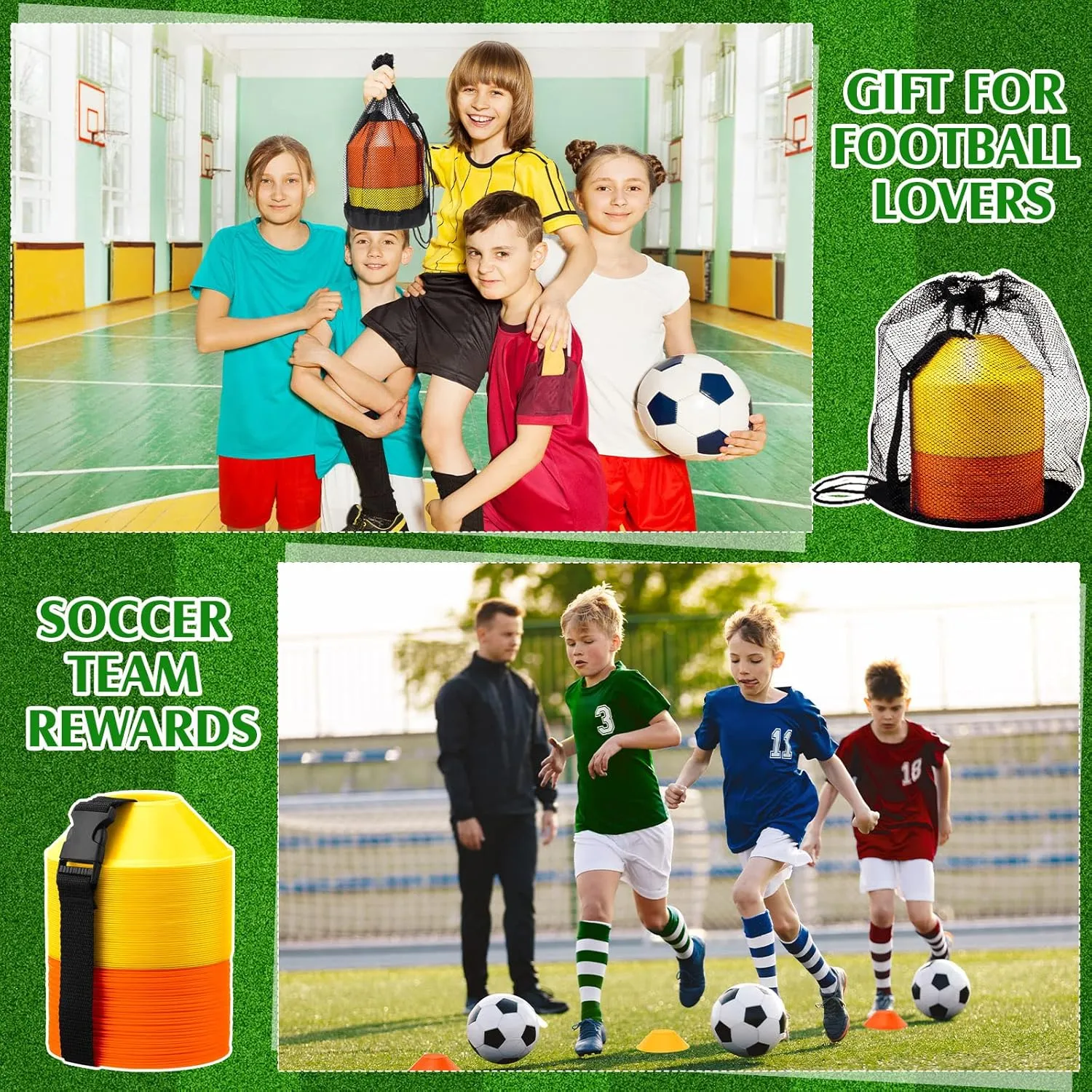 Hanaive 100 Pieces Mini Soccer Cones for Sport Drills 5 Inch Agility Disc Cones with Accessories for Kids Football Training