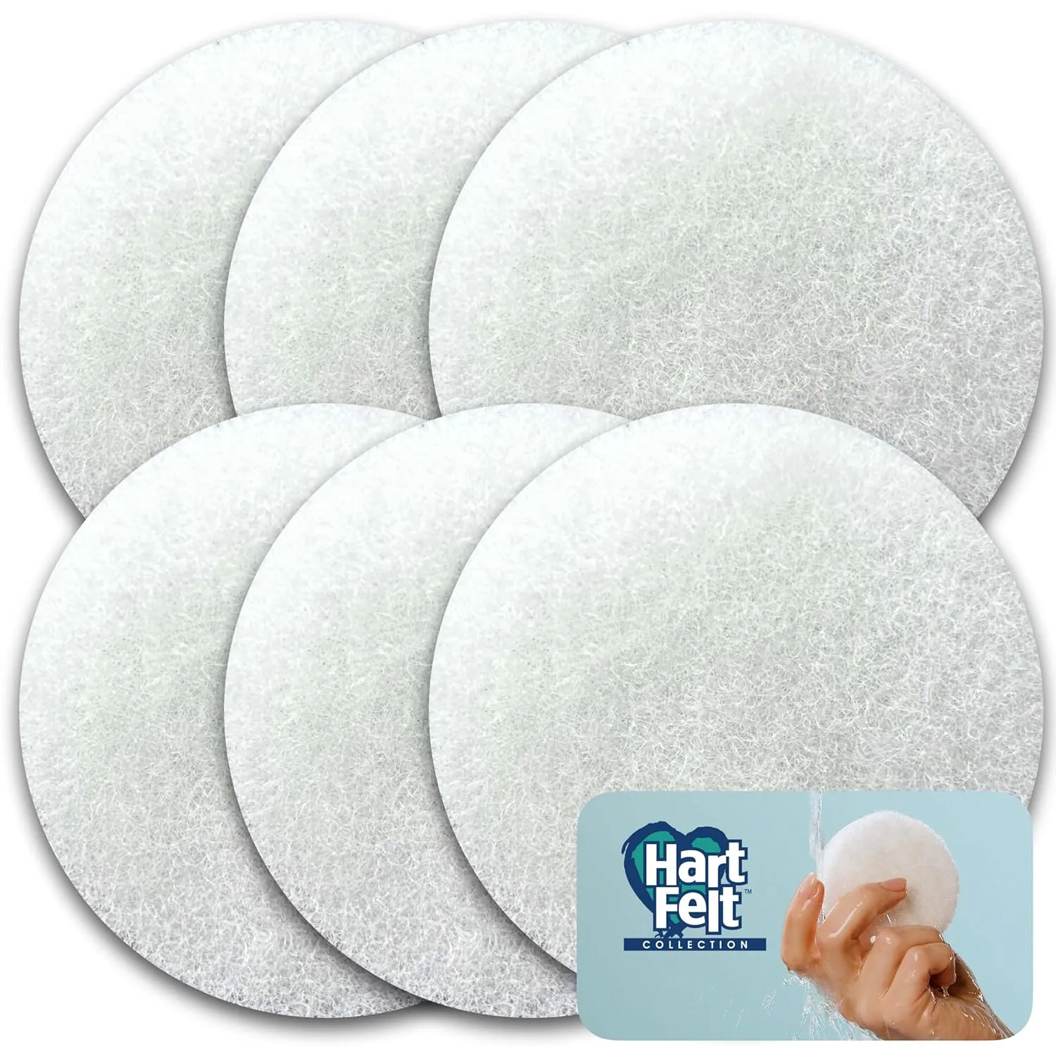 HartFelt Face Sponges for Cleansing and Gentle Exfoliating | Facial Compressed Sponges for Estheticians | Reusable Face Pads for Removing Dead Skin, Dirt & Makeup | Made in USA - Pack of 6