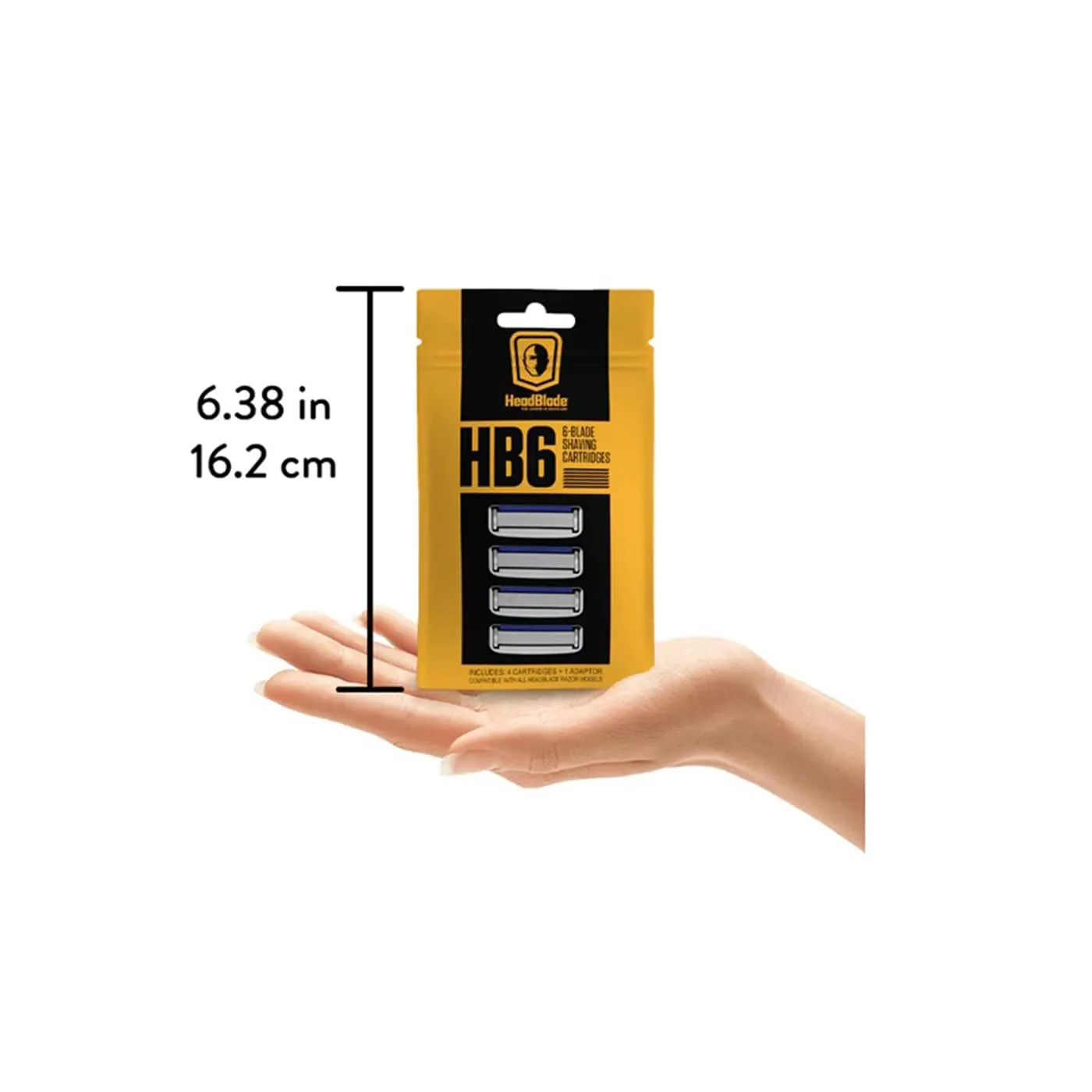 HeadBlade HB6 Refill Blades - 6 Stainless Steel Blades for No Tugging or Pulling, Shave Less, Works for Face, Body, and Scalp