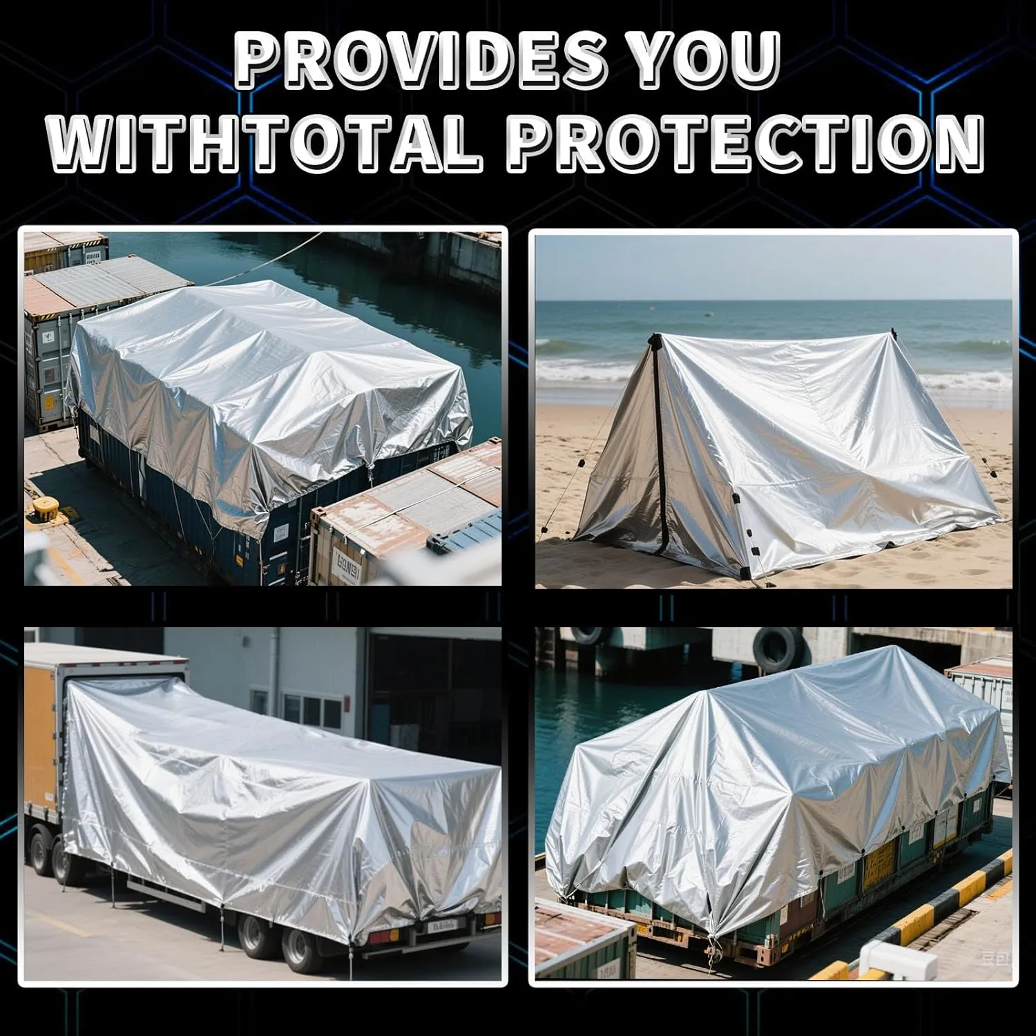 Heavy Duty Tarp 6x12 Feet, 14 Mil Waterproof Poly Tarps Cover UV Resistant, Rip & Tear Proof with Metal Grommets Every 20 Inches Silver Tarp by TA*RP YXCN