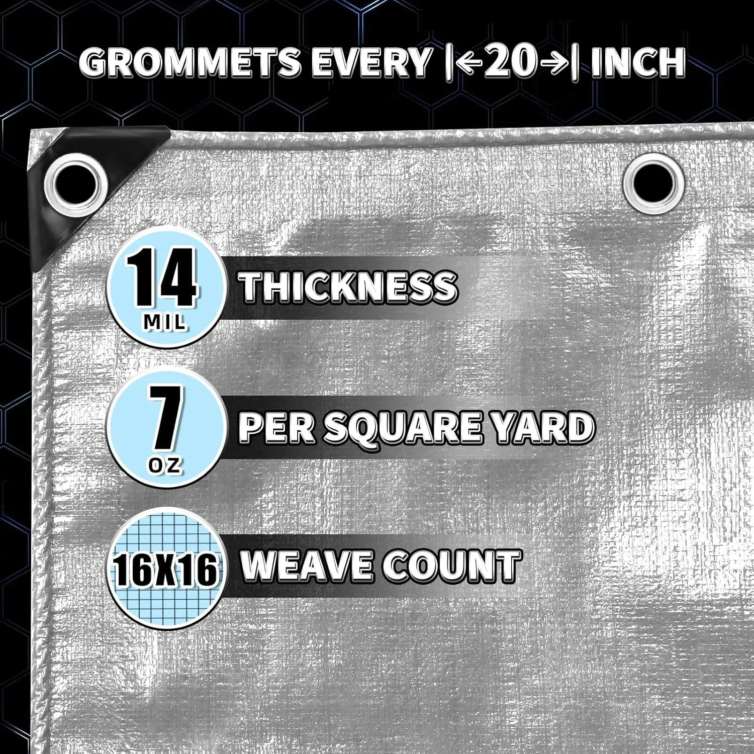 Heavy Duty Tarp 6x12 Feet, 14 Mil Waterproof Poly Tarps Cover UV Resistant, Rip & Tear Proof with Metal Grommets Every 20 Inches Silver Tarp by TA*RP YXCN