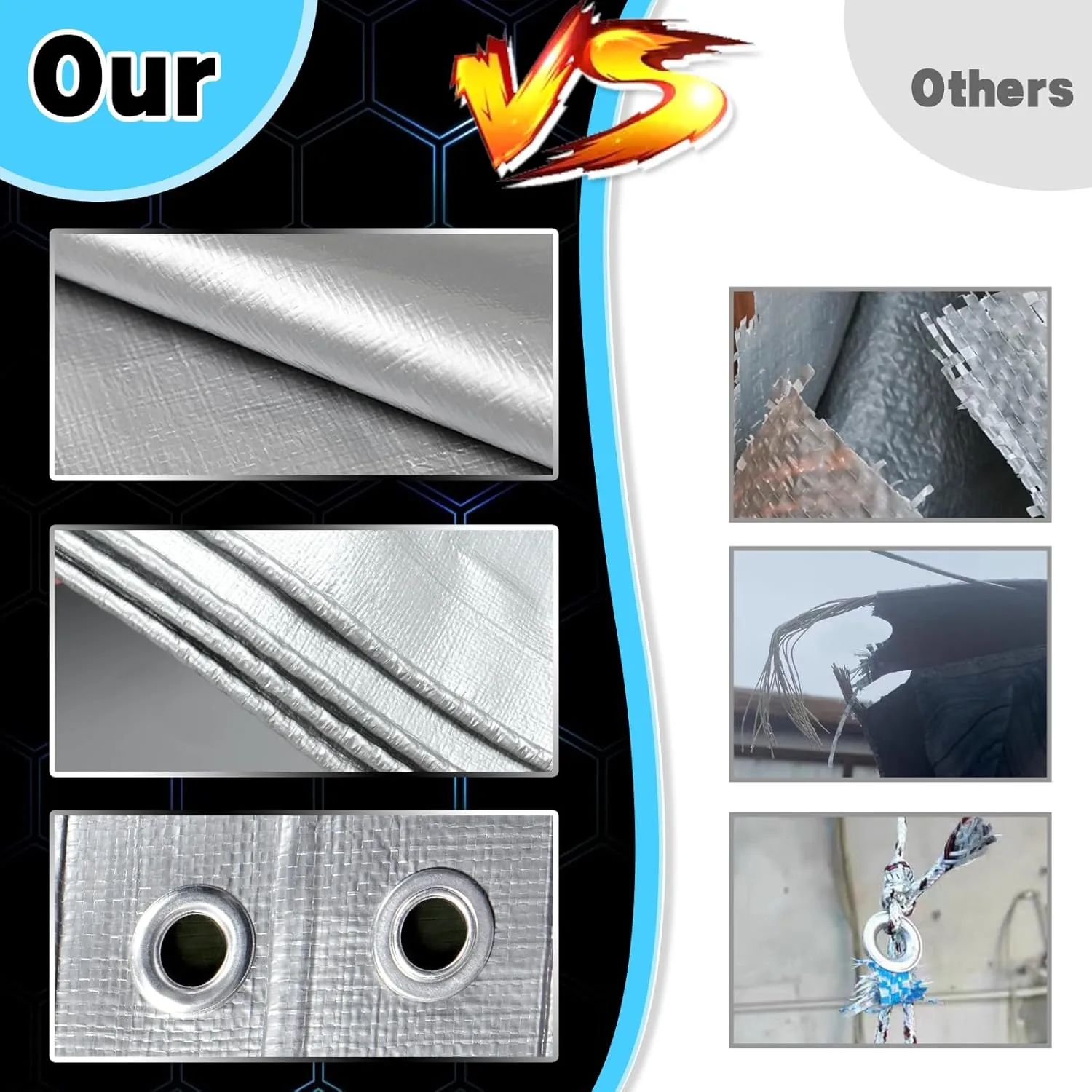 Heavy Duty Tarp 6x12 Feet, 14 Mil Waterproof Poly Tarps Cover UV Resistant, Rip & Tear Proof with Metal Grommets Every 20 Inches Silver Tarp by TA*RP YXCN