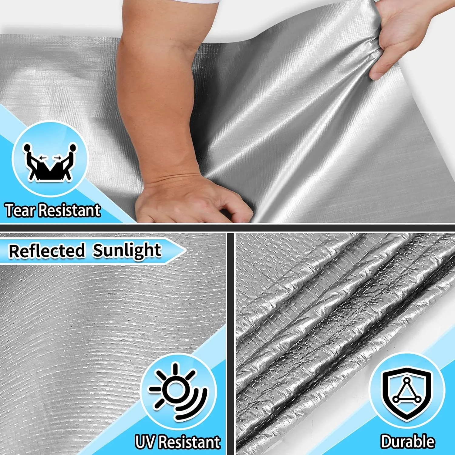 Heavy Duty Tarp 6x12 Feet, 14 Mil Waterproof Poly Tarps Cover UV Resistant, Rip & Tear Proof with Metal Grommets Every 20 Inches Silver Tarp by TA*RP YXCN