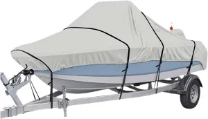 Heavy Duty Trailerable Boat Cover Waterproof Yacht Cover 11–22ft – Anti-Tear & Silver Reflective Fabric(11-13FT)