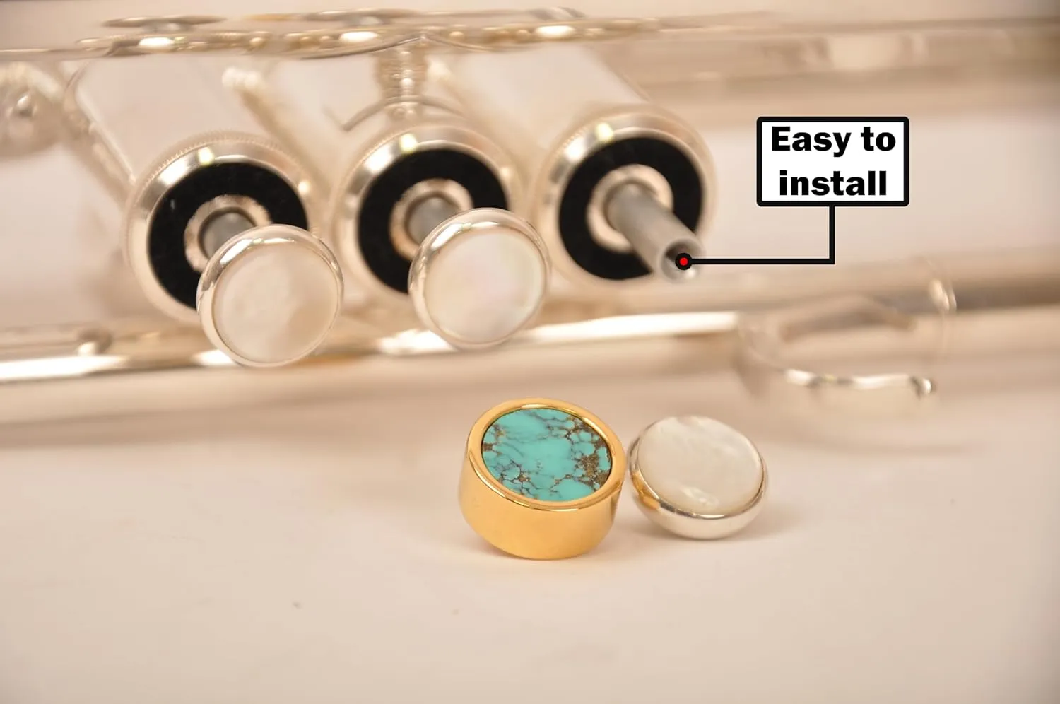 HEAVY Trumpet custom finger buttons for all Bach Stradivarius, Artisan, New York, Chicago, TR200, all Stradivarius flughelhorns, all Stradivarius cornets models (Antique Bronze Lacquered, Turquoise)