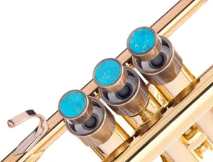 HEAVY Trumpet custom finger buttons for all Bach Stradivarius, Artisan, New York, Chicago, TR200, all Stradivarius flughelhorns, all Stradivarius cornets models (Antique Bronze Lacquered, Turquoise)