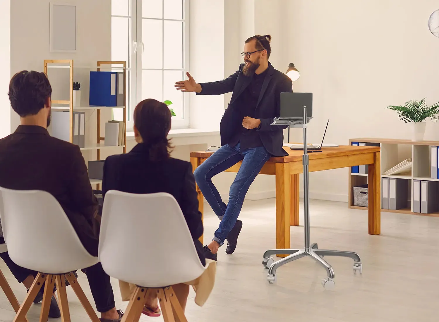 Height-Adjustable Floor Stand with Holder
