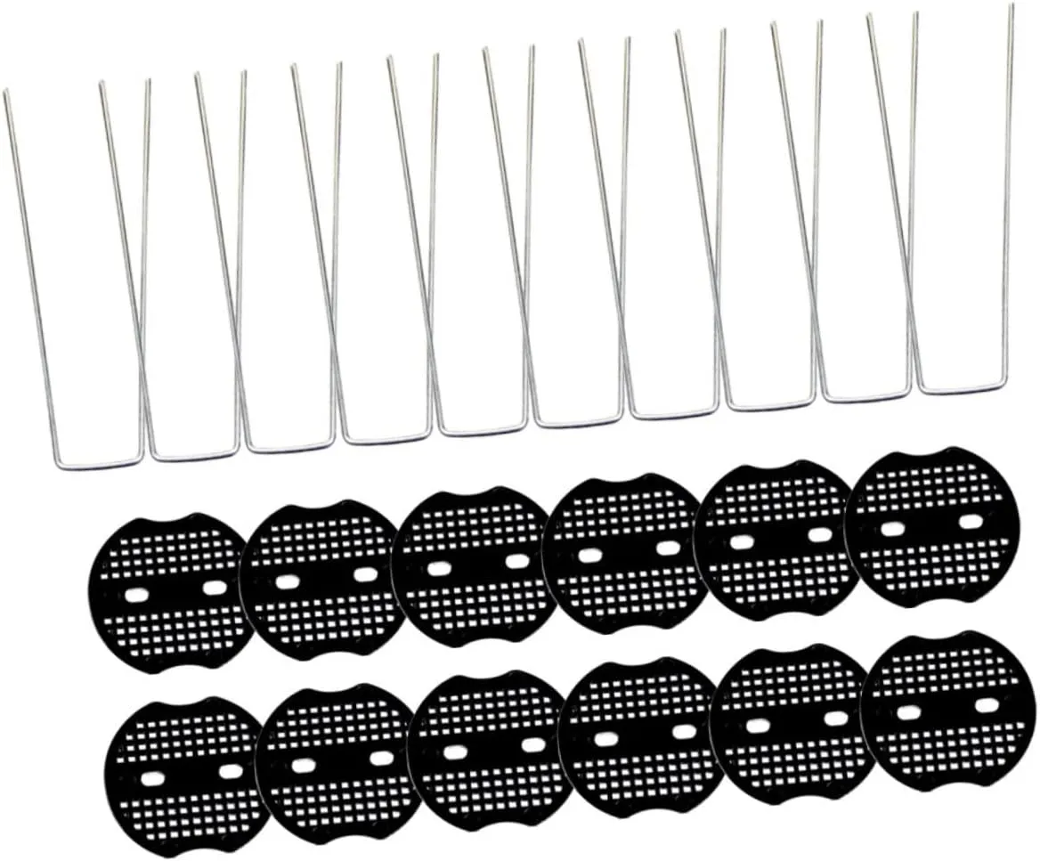 HEMOTON 15 Sets U Shaped Stakes with Pads for Ground Fixing Durable Tent Nails for Outdoor Picnics Gardens and Landscaping Heavy Duty U Pins for Secure Turf and Tarp Stability