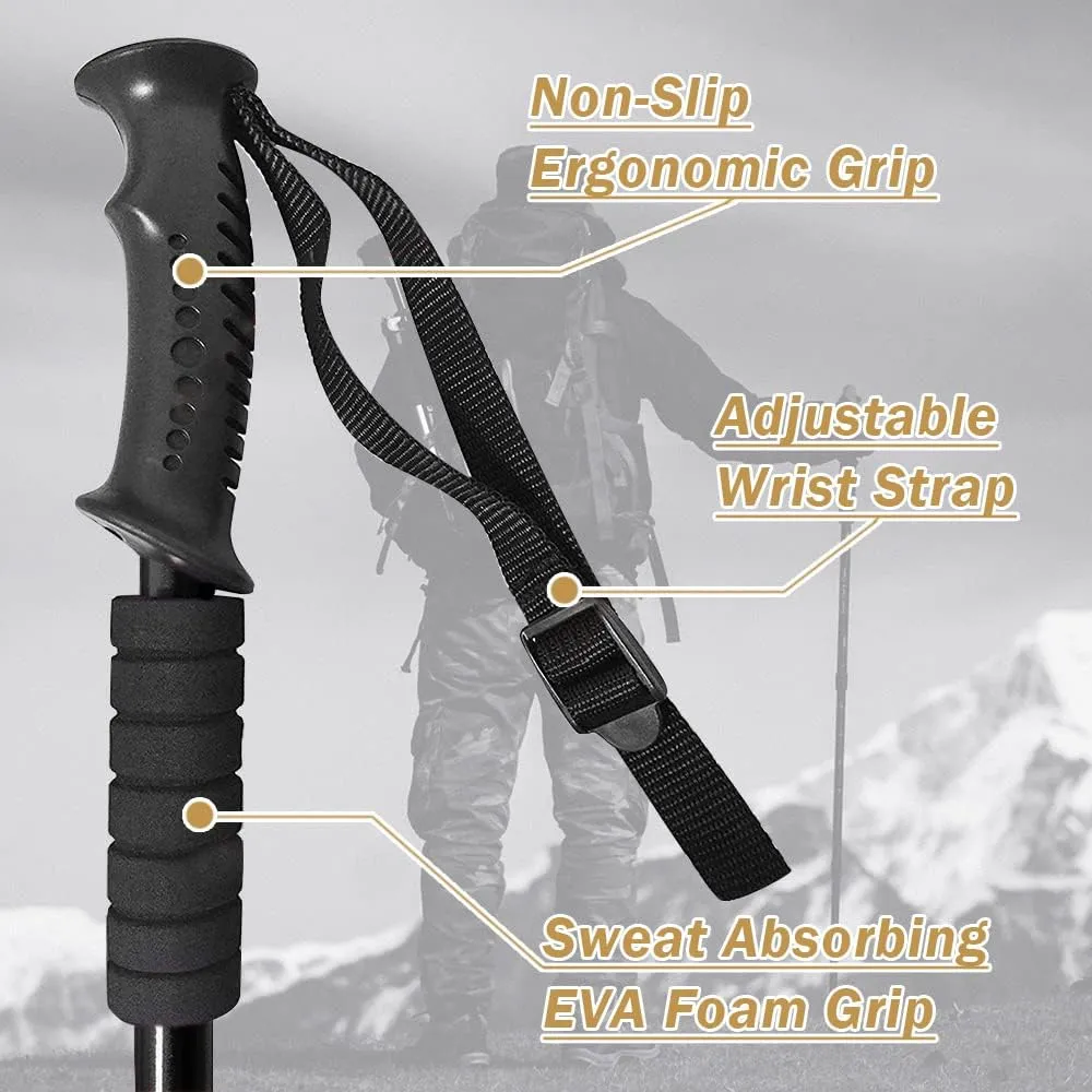 Hiking Poles - AYAMAYA Telescopic Collapsible Trekking Poles with Quick Twist Lock System - Lightweight Aluminum Alloy Telescopic Walking Sticks for Hiking Backpacking Mountaining Seniors Balance