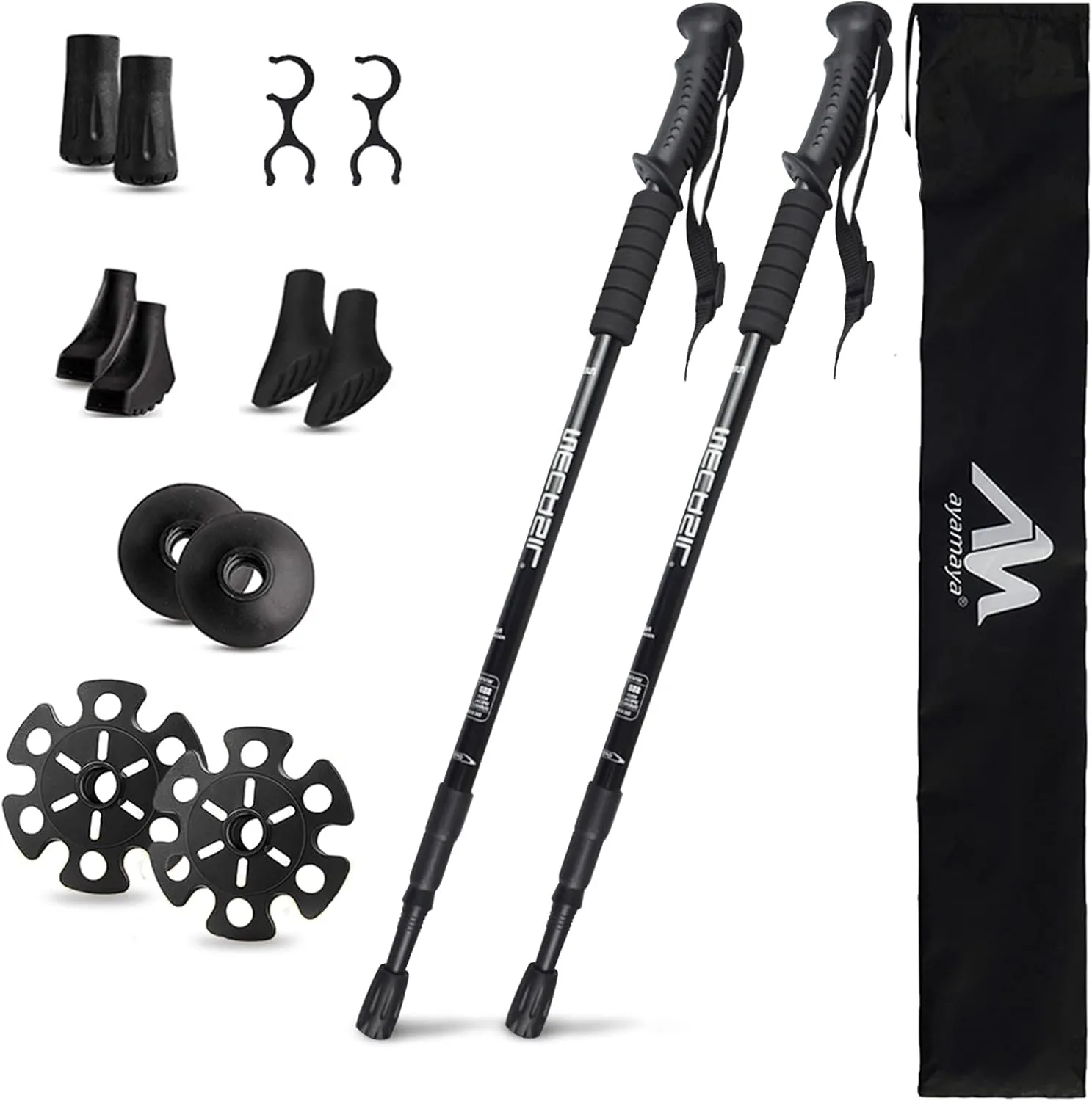Hiking Poles - AYAMAYA Telescopic Collapsible Trekking Poles with Quick Twist Lock System - Lightweight Aluminum Alloy Telescopic Walking Sticks for Hiking Backpacking Mountaining Seniors Balance