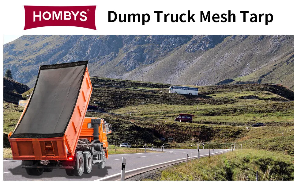 HOMBYS Black 7x16 ft Dump Trailer Truck Mesh Tarp with Grommets,Heavy Duty Mesh Tarp, Opening Shade Trailer Tarp for Truck Bed Cover