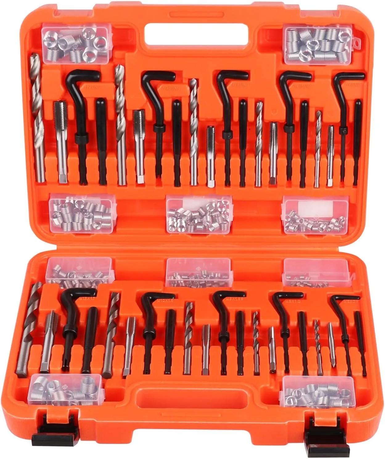 HORUSDY 300-Piece Thread Repair Kit, Metric & SAE, HSS Drill Repair Kit, Metric: M5 M6 M8 M10 M12 | SAE: 1/4" 5/16" 3/8" 7/16" 1/2"