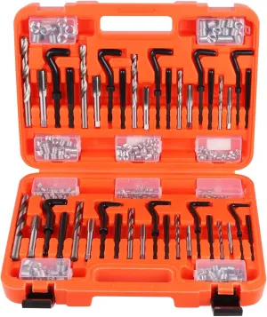 HORUSDY 300-Piece Thread Repair Kit, Metric & SAE, HSS Drill Repair Kit, Metric: M5 M6 M8 M10 M12 | SAE: 1/4" 5/16" 3/8" 7/16" 1/2"