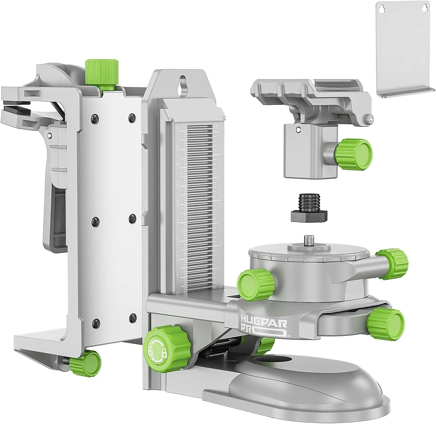 HueparPro Fine-tuning Magnetic Bracket for Laser Level, Multifunctional Magnetic Pivoting Base with Adjustable Clip, 360° Adjustable Support with 1/4"-20 Male Threaded, Height Adjustment - PV10  Pro