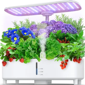 Hydroponics Growing System Kit 15 Pods Misting Herb Garden Indoor Garden Indoor Gardening System 5L Water Capacity 48W Grow Light with Adjustable Height Birthday Gifts for Women Mothers Day Gifts